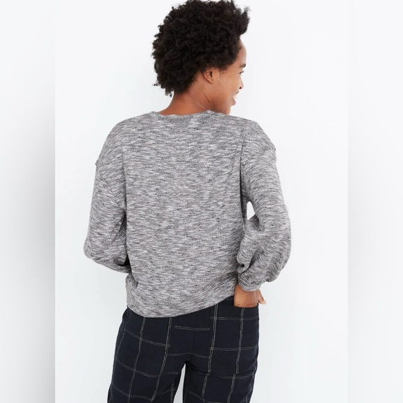 Madewell Textured Crew Neck Sweatshirt Heather Coal Size Small Cotton Office - Picture 2 of 12